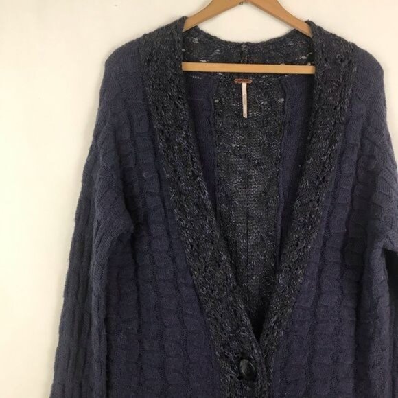 Free People Purple Knit Button Down Cardigan XS - Picture 2 of 4